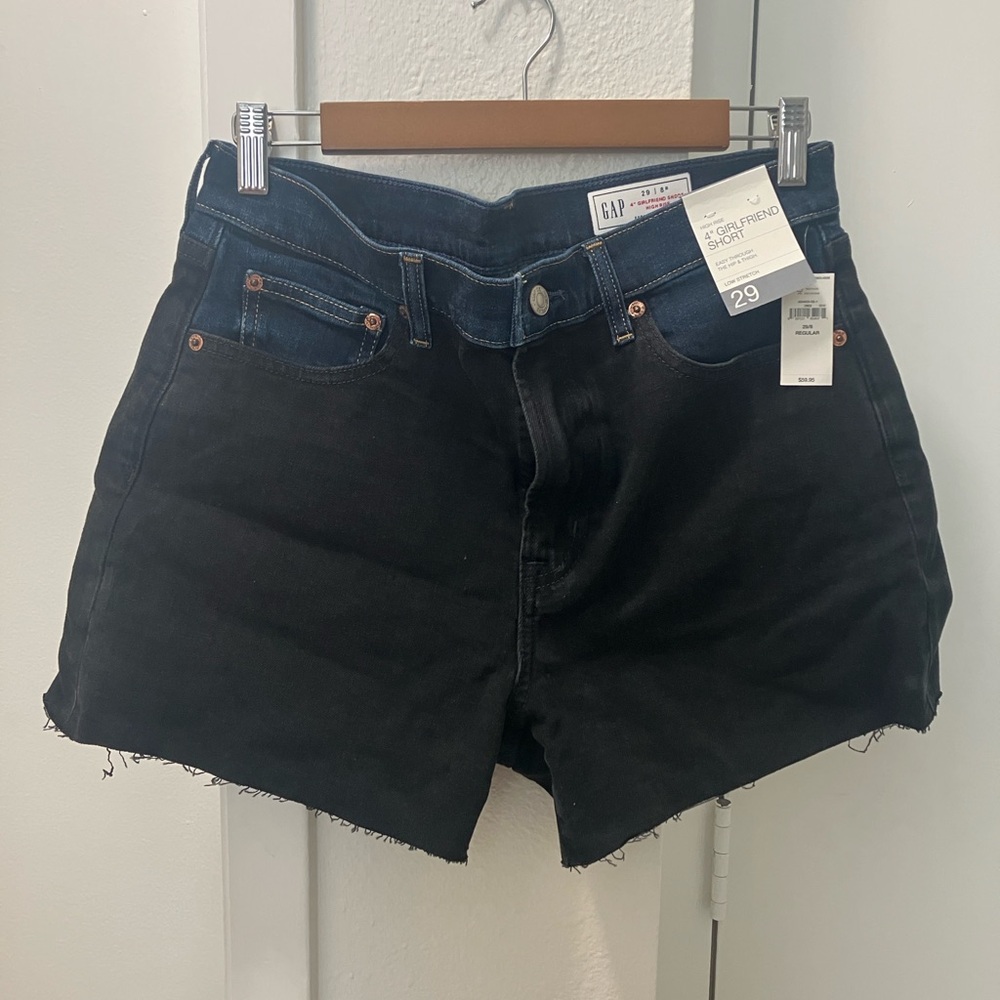GAP Women's Two-Tone Black and Dark Blue Jean Shorts